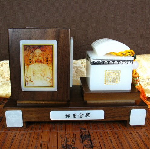 玉石文臺擺件 辦公桌面優雅實用的商務工藝禮品